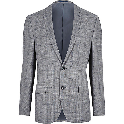 river island washington,jacques-vertuk UK Grey check slim fit suit jacket men 299119