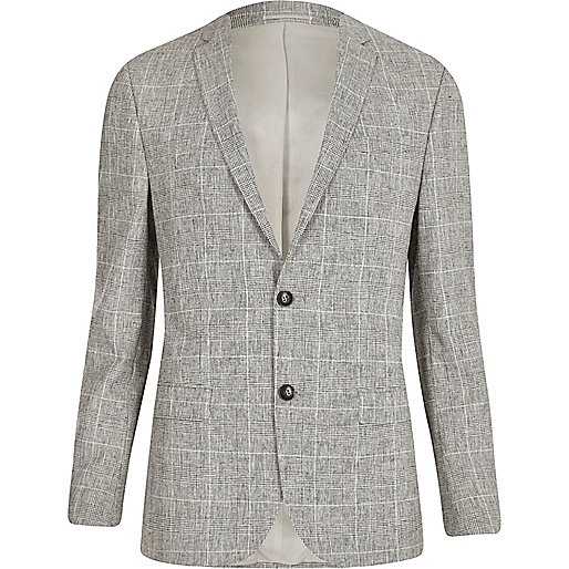 jacques-vertuk Grey check slim fit suit jacket 299914 men Suits