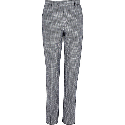 river island shop sale,jacques-vertuk London Grey check slim fit suit pants men 298260