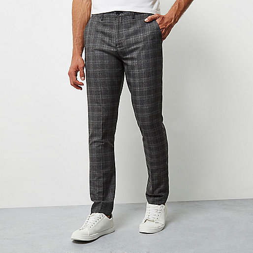 jacques-vertuk Grey check smart skinny pants 295597 men Trousers