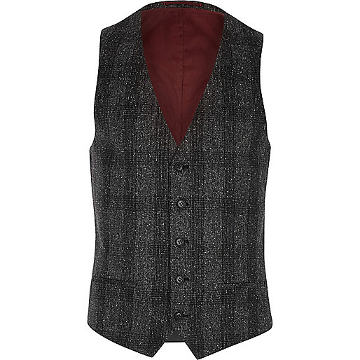 jacques-vertuk Grey check suit vest 300652 men Suits Waistcoats