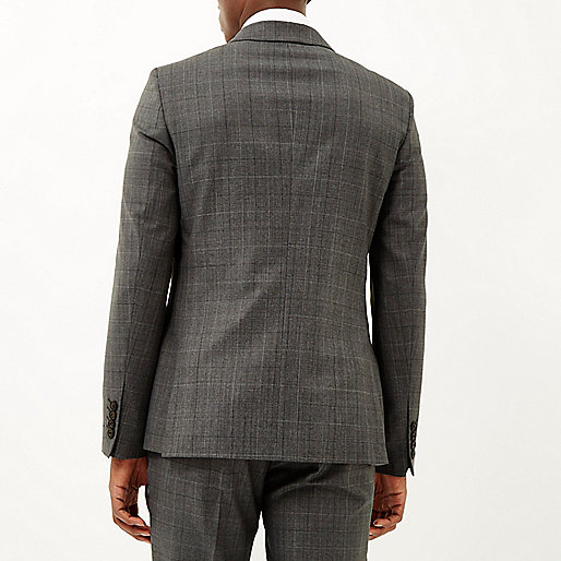 river island cropped jeans,jacques-vertuk Site Grey check wool-blend slim jacket Suits Sale men