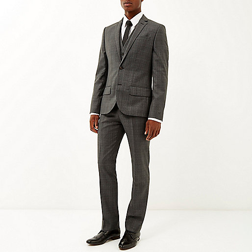 river island cropped jeans,jacques-vertuk Site Grey check wool-blend slim jacket Suits Sale men