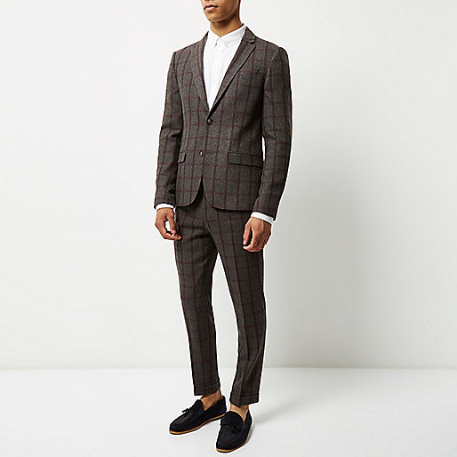 neon pink dress river island,jacques-vertuk South Africa Grey checked cropped skinny suit jacket men 295177