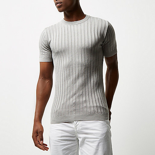 river island grey dress,jacques-vertuk Online Nederland Grey chunky ribbed muscle fit T-shirt T-Shirts / Tanks Sale men