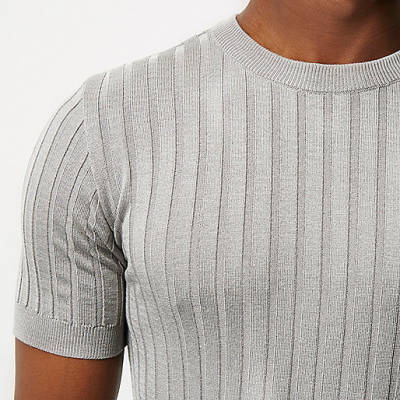 river island diamante wedges,jacques-vertuk Sale Grey chunky ribbed muscle fit T-shirt men 295829