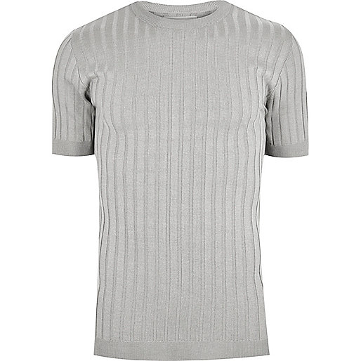 jacques-vertuk Grey chunky ribbed muscle fit T-shirt 295829 men T-Shirts / Vests