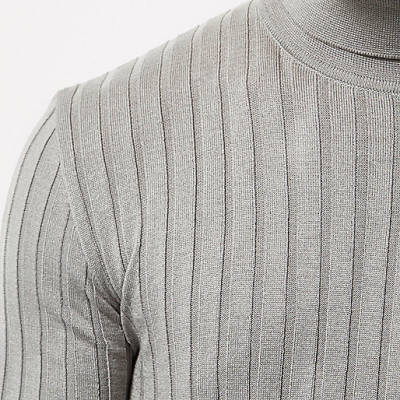 river island men s,jacques-vertuk South Africa Grey chunky ribbed roll neck sweater men 296768