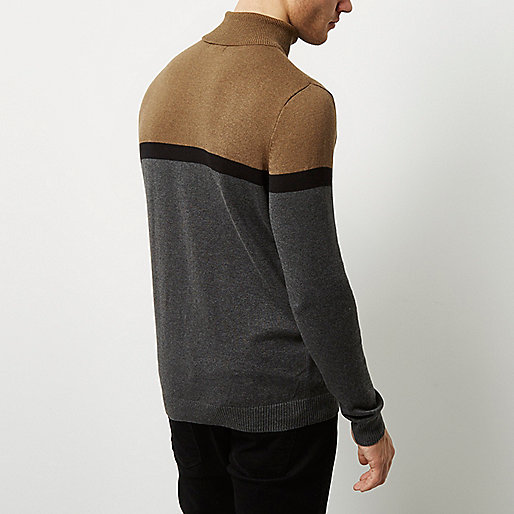 river island carrie mom jeans,jacques-vertuk Outlet Grey color block roll neck sweater men 298074