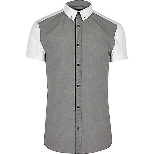 river island sliders,jacques-vertuk London Grey contrast back slim fit shirt men 299866