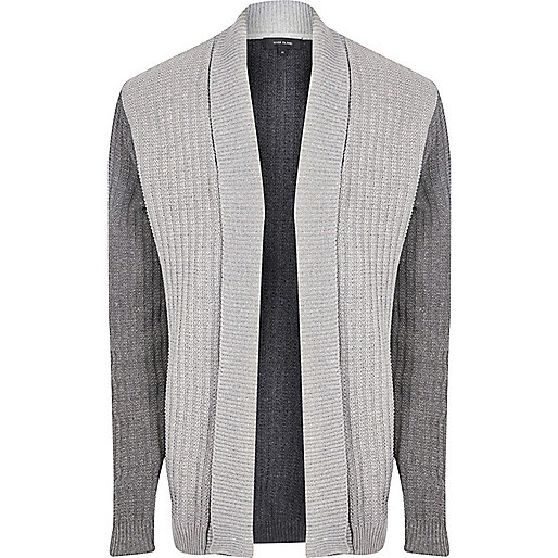 western boots river island,I jacques-vertuk Grey contrast ribbed knit cardigan Cardigans Sweaters / Cardigans men