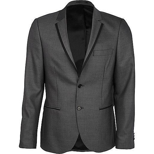 jacques-vertuk Grey contrast skinny suit jacket 257127 men Suits