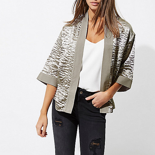 river island diamante heels,Embellished Jacket jacques-vertuk Grey cropped cape Kimonos Tops women