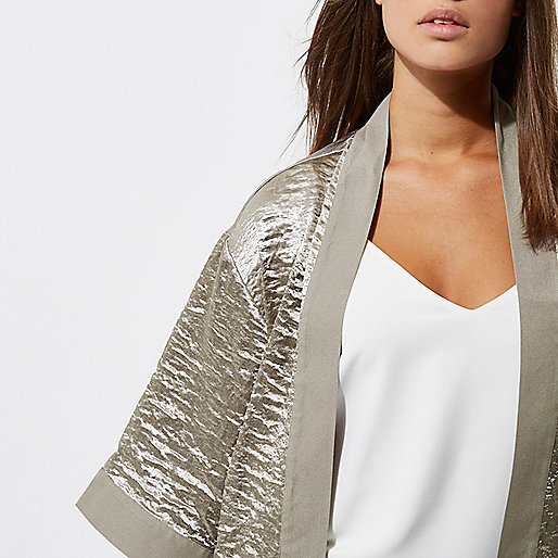 river island diamante heels,Embellished Jacket jacques-vertuk Grey cropped cape Kimonos Tops women