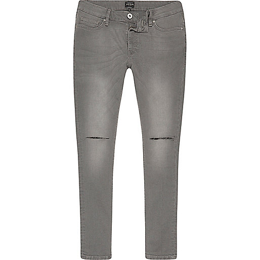 jacques-vertuk Grey Danny ripped knee super skinny jeans 301058 men Jeans Super Skinny