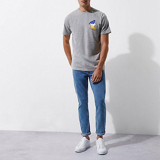 river island white trousers,Two Piece Outfits jacques-vertuk Grey Donald Duck print T-shirt T-shirts T-Shirts / Tanks men