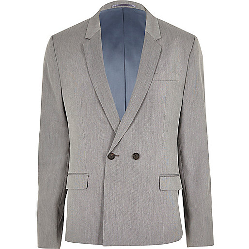 jacques-vertuk Grey double breasted skinny suit jacket 293560 men Suits