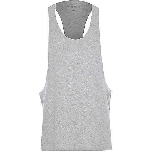 jacques-vertuk Grey dropped armhole racer back tank 303855 men T-Shirts / Vests Vests