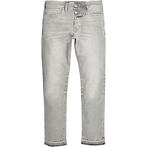 jacques-vertuk Grey Dylan slim raw hem jeans 290351 men Jeans