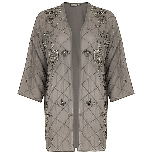 jacques-vertuk Grey embellished kimono 702789 women Tops Kimonos