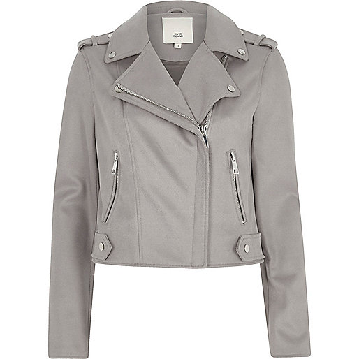 jacques-vertuk Grey faux suede biker jacket 705913 women Coats / Jackets Jackets