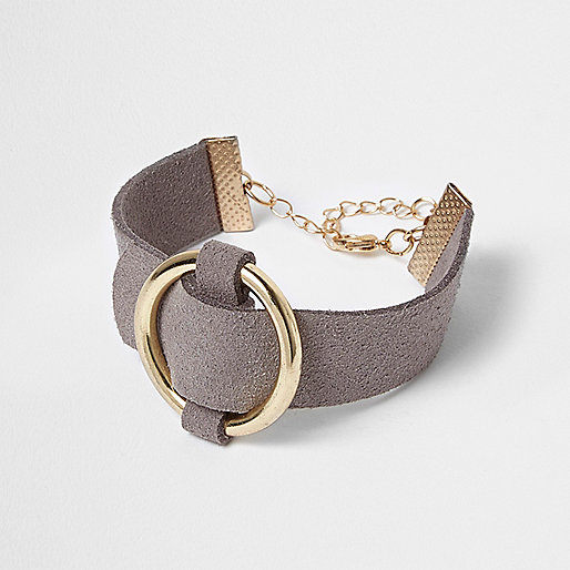 jacques-vertuk Grey faux suede buckle cuff bracelet 706664 women Jewellery Bracelets