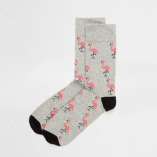 jacques-vertuk Grey flamingo ankle socks 303312 men Underwear Socks