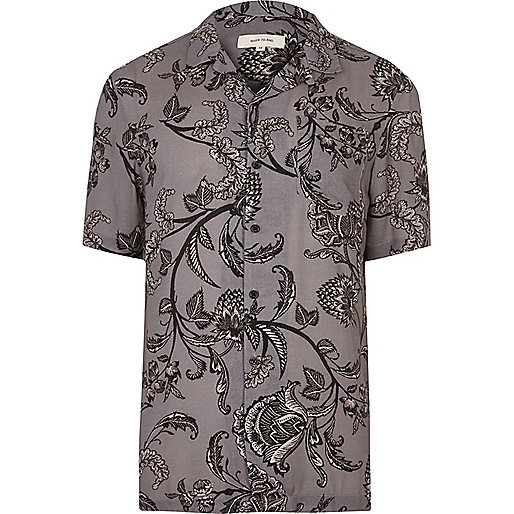 black friday offers river island,jacques-vertuk Shop Grey floral print shirt men 298428