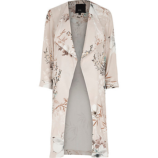 river island khaki quilted coat,jacques-vertuk Sale Grey floral print side split duster coat women 706342