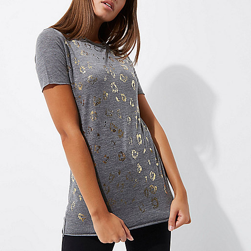 river island tan bag,jacques-vertuk Sale Grey foil animal print fitted T-shirt women 709998