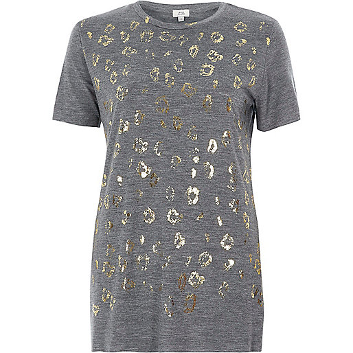 jacques-vertuk Grey foil animal print fitted T-shirt 709998 women T-Shirts & Vests