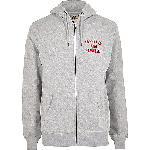 jacques-vertuk Grey Franklin & Marshall zip front hoodie 301110 men Hoodies / Sweatshirts Hoodies