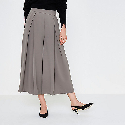 river island near me,jacques-vertuk Outlet Grey front pleat high waisted culottes women 709819