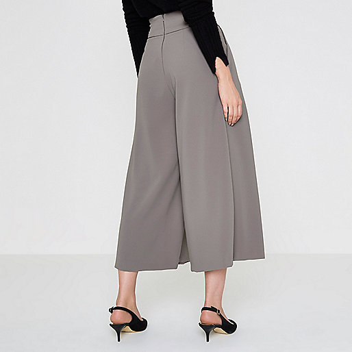 river island near me,jacques-vertuk Outlet Grey front pleat high waisted culottes women 709819