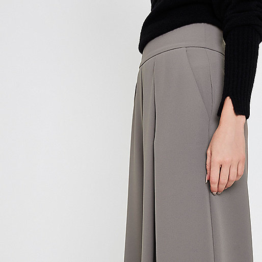 river island near me,jacques-vertuk Outlet Grey front pleat high waisted culottes women 709819