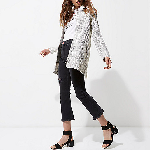 river island white maxi,jacques-vertuk Outlet Sale Grey fur collar jersey swing coat Jackets Coats / Jackets women