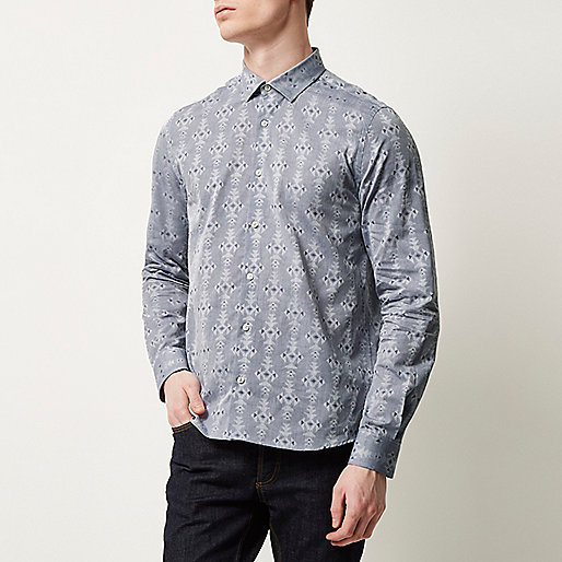 river island infant shoes,jacques-vertuk Online Shop Nederland Grey geometric pattern slim fit shirt Shirts Sale men