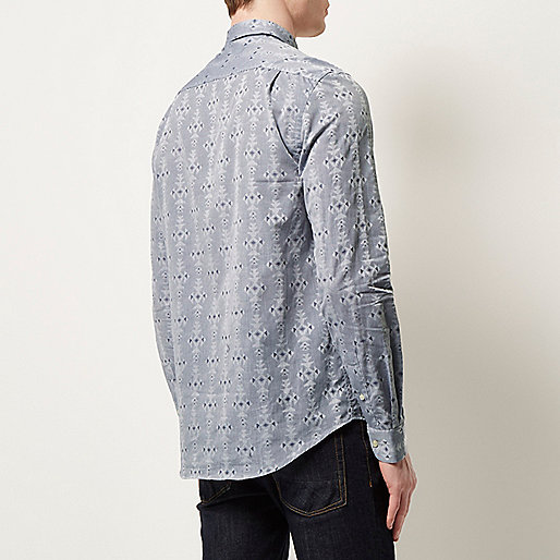 river island infant shoes,jacques-vertuk Online Shop Nederland Grey geometric pattern slim fit shirt Shirts Sale men