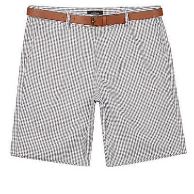 jacques-vertuk Grey gingham slim fit belted shorts 292519 men Shorts