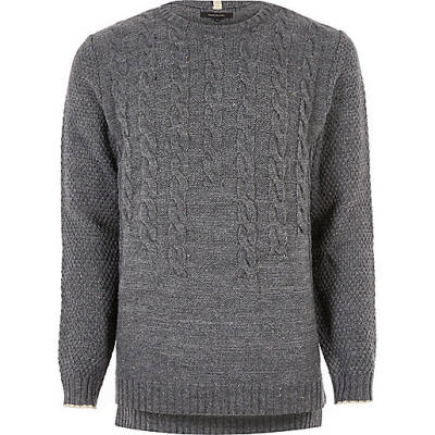 jacques-vertuk Grey graduated cable knit sweater 298891 men Jumpers / Cardigans