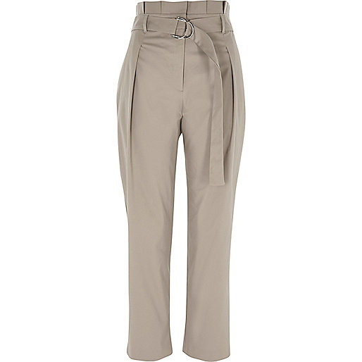 jacques-vertuk Grey high waisted D ring tapered pants 709818 women Trousers Tapered Trousers