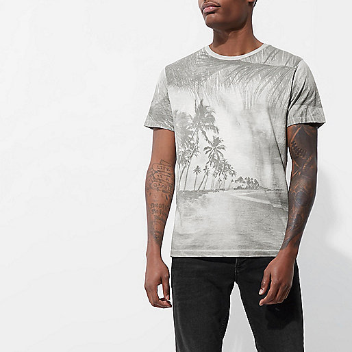 river island t shirts,jacques-vertuk All In One Grey Jack & Jones Vintage palm tree T-shirt T-shirts T-Shirts / Tanks men