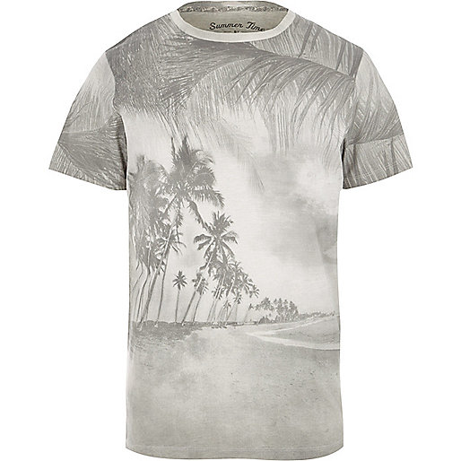 jacques-vertuk Grey Jack & Jones Vintage palm tree T-shirt 301016 men T-Shirts / Vests T-shirts