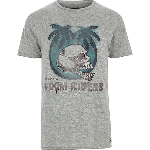 jacques-vertuk Grey Jack & Jones Vintage skull print T-shirt 303376 men T-Shirts / Vests T-shirts