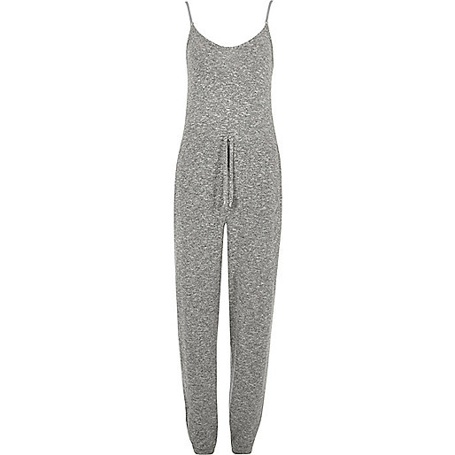 river island cape sleeve dress,jacques-vertuk Uk Sale Grey knit drawstring waist jumpsuit Pajamas & Loungewear Sleepwear & Slippers women