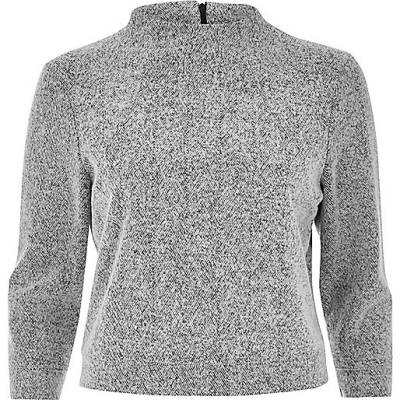 jacques-vertuk Grey knit high neck grazer top 690171 women RI Limited Edition