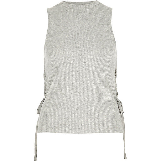 river island gold bag,jacques-vertuk UK Grey lace-up side tank top women 707519