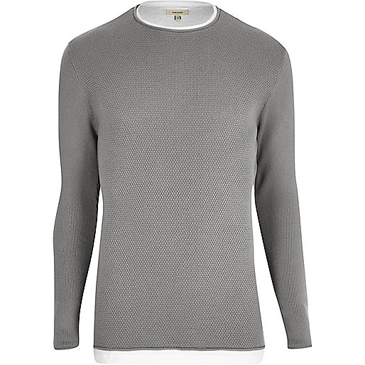 jacques-vertuk Grey layered longline sweater 293903 men Jumpers / Cardigans