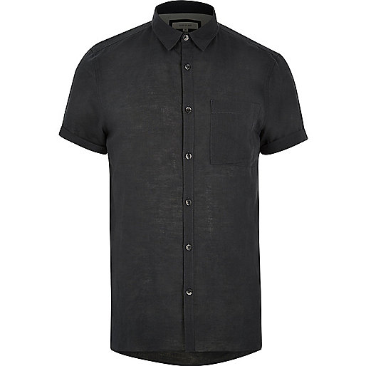 jacques-vertuk Grey linen-rich short sleeve shirt 293499 men Shirts