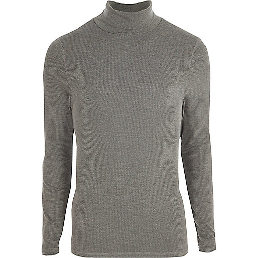 river island bum sculpt jeans,River I Sland Grey long sleeve roll neck slim fit T-shirt Long Sleeve T-Shirts T-Shirts / Tanks men